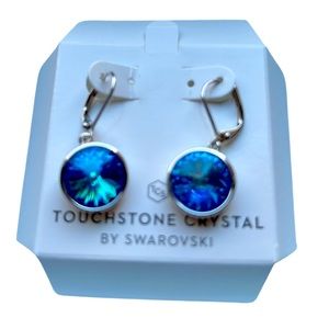 Touchstone Swavorski Crystal earrings. Blue